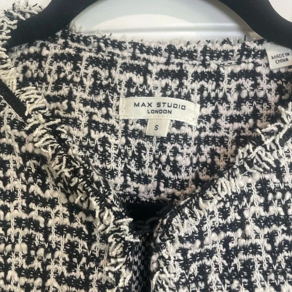 Max Studio Tweed Blazer In Black and White - Picture 7 of 10